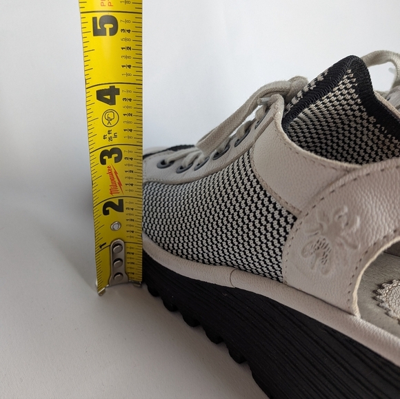 FLY LONDON Wedge Sandals Women No Size (6-7) Black And White Laces - Picture 6 of 14